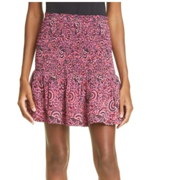 NWT A.L.C. Kade Floral Smocked Mini Skirt In Pink Multi - Picture 1 of 8